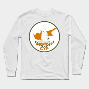 laser class sailboat on flag Cyprus Long Sleeve T-Shirt